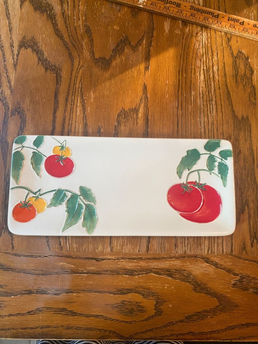 Summer Tomato Ceramic Rectangular Serving Tray By Sonoma Life + Style 14"x6" RAR